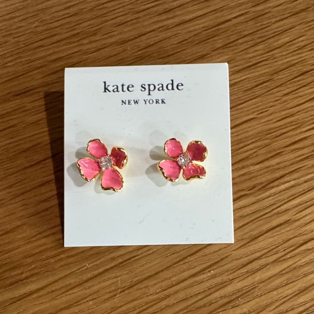 Kate Spade Pink and Gold Floral Earrings